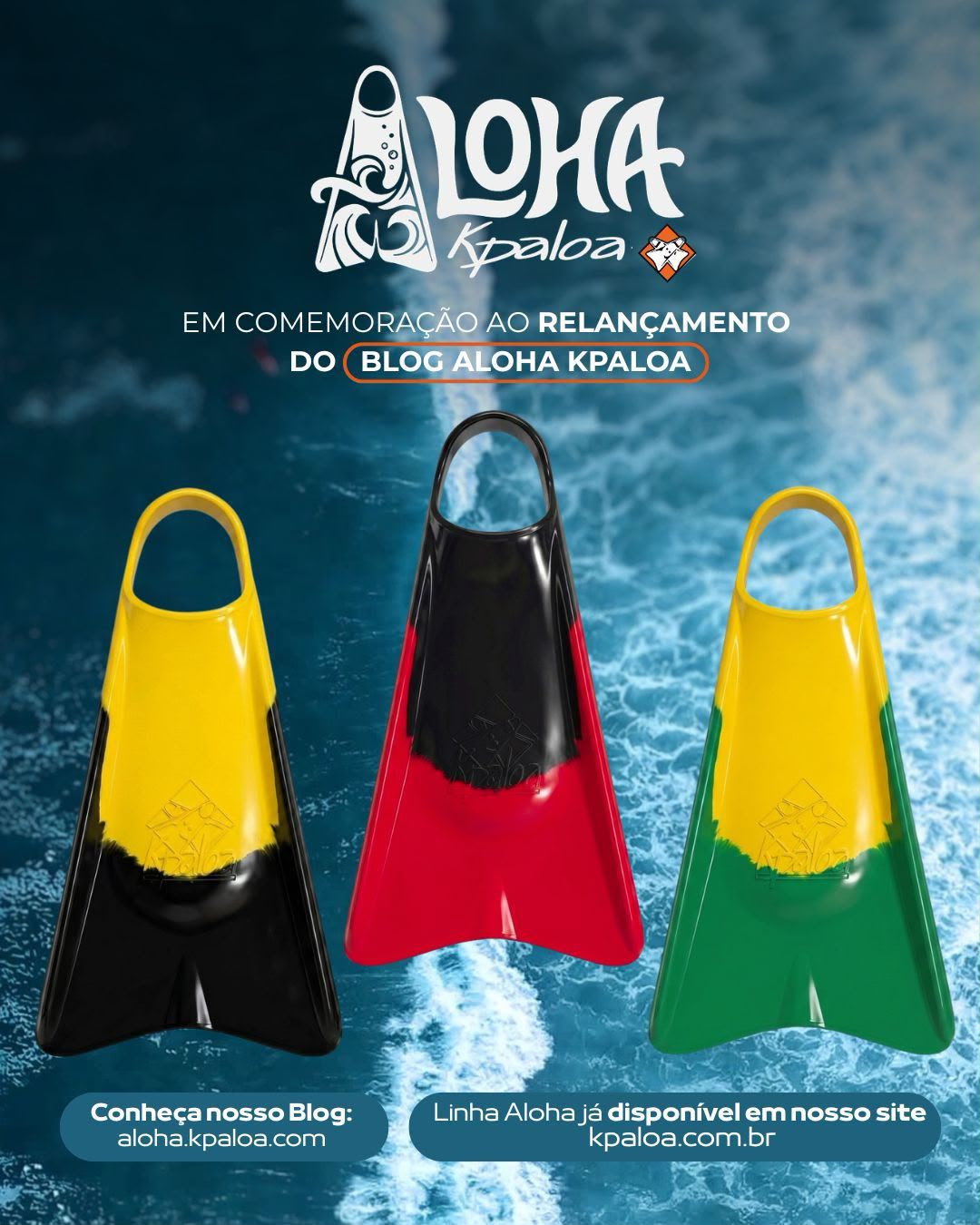 Nadadeira Kpaloa Aloha Vermelho e Preto em uso